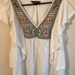 Ranna Gill Blue and White Asymmetrical Embellished Blouse